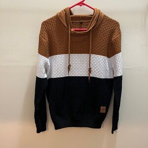 Zaful Men's Color Block Hoodie - Brown, White, Black